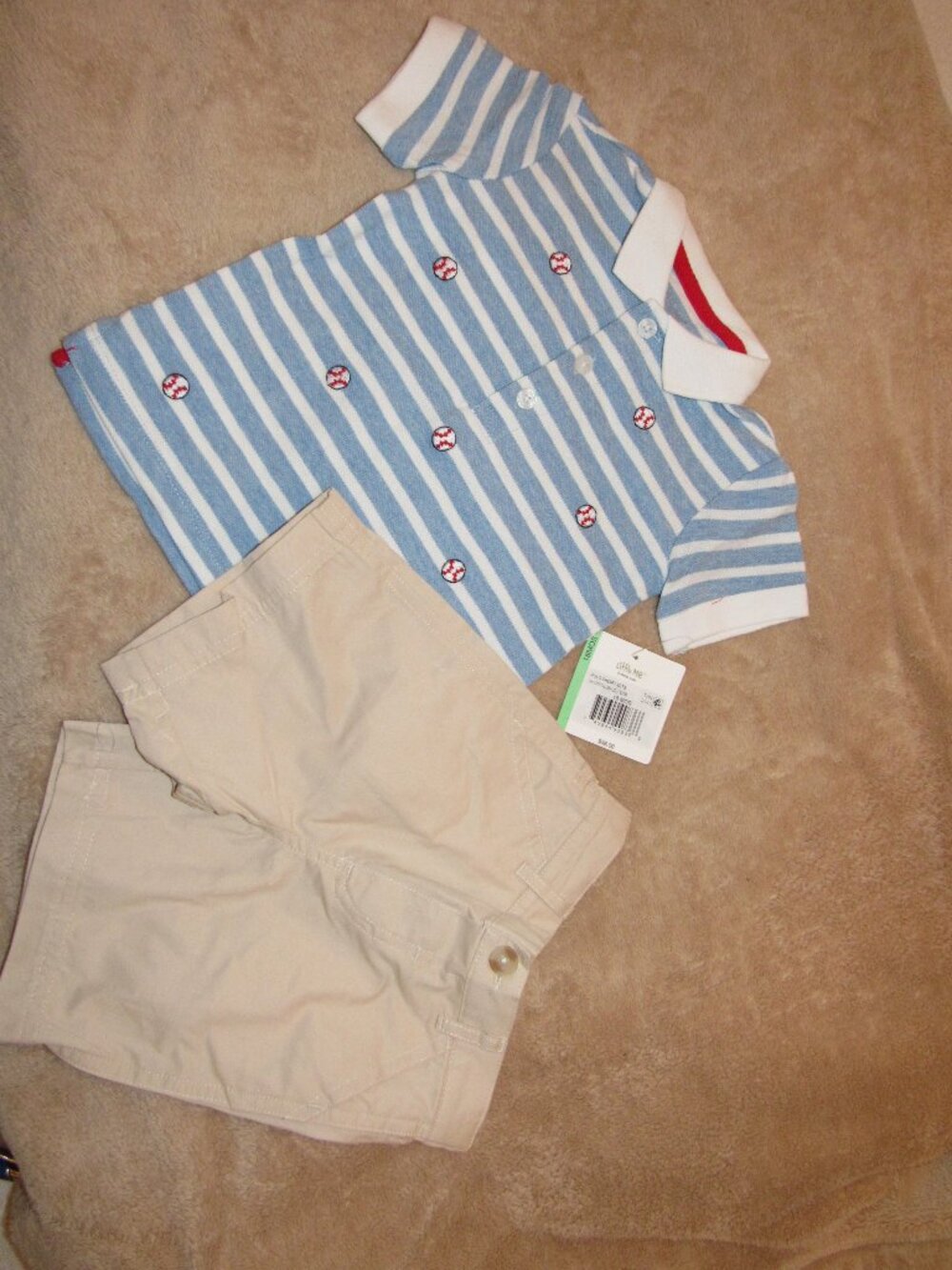 18mo Baseball Little Me Shorts and Polo Collared Tee Tshirt Set